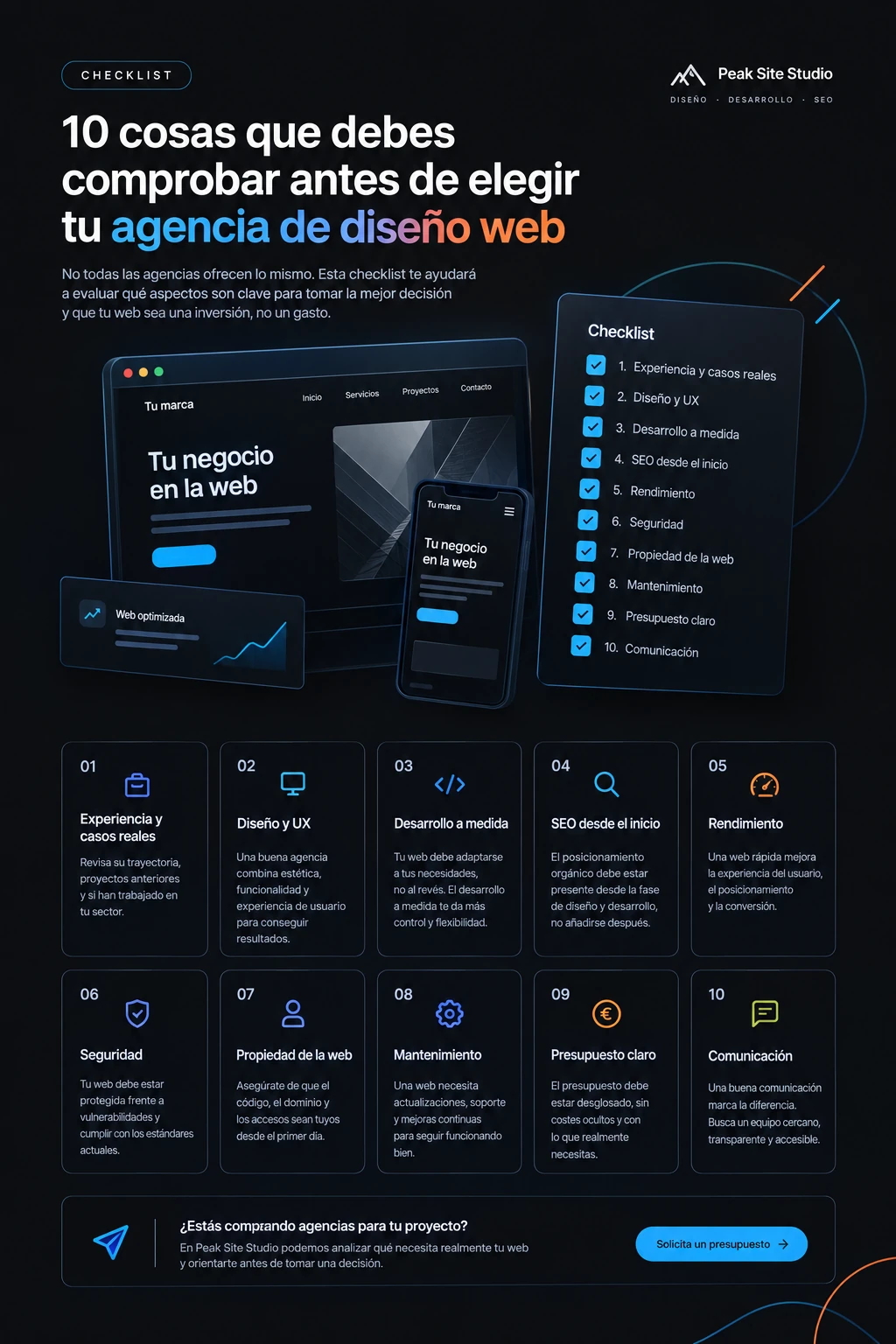 Checklist con las 10 comprobaciones para elegir una agencia de diseño web