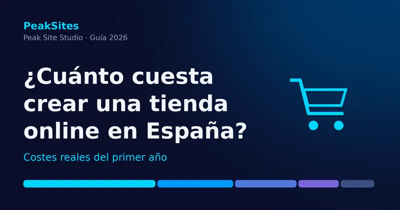 Carrito de compra y titular sobre cuánto cuesta crear una tienda online en España en 2026