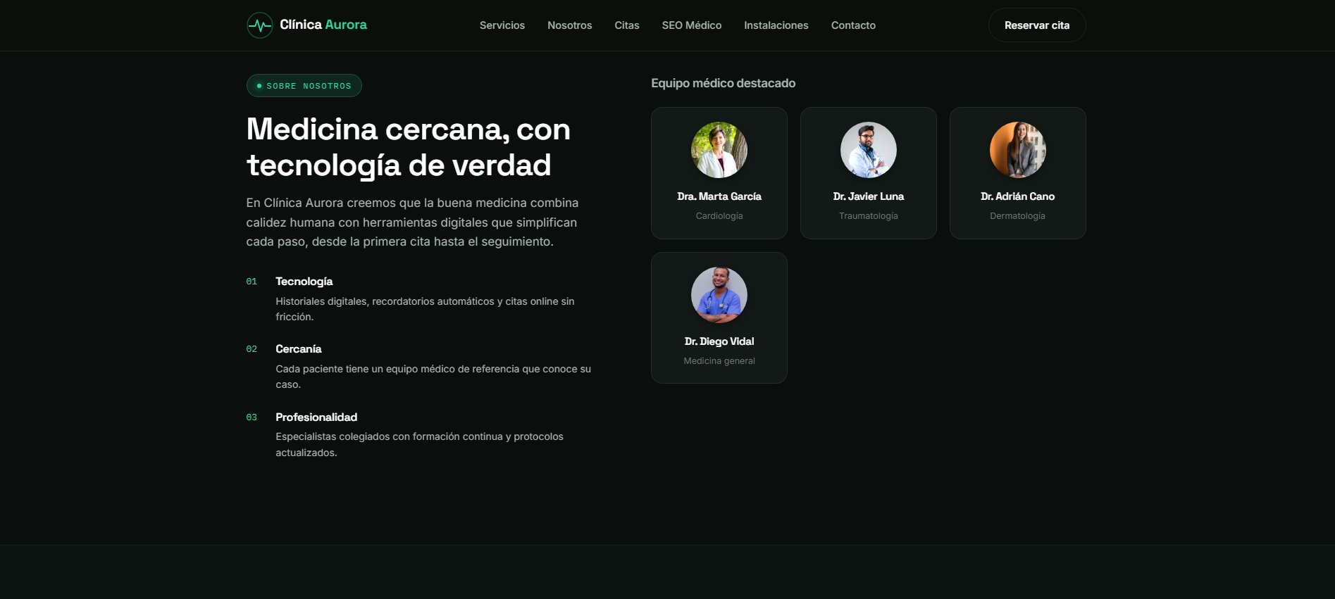 Diagrama de transformación digital de Clínica Aurora: de web estática a estrategia de captación de pacientes