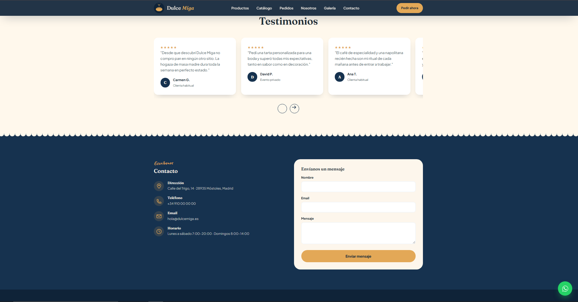 SERP results mockup showcasing local SEO positioning for Dulce Miga